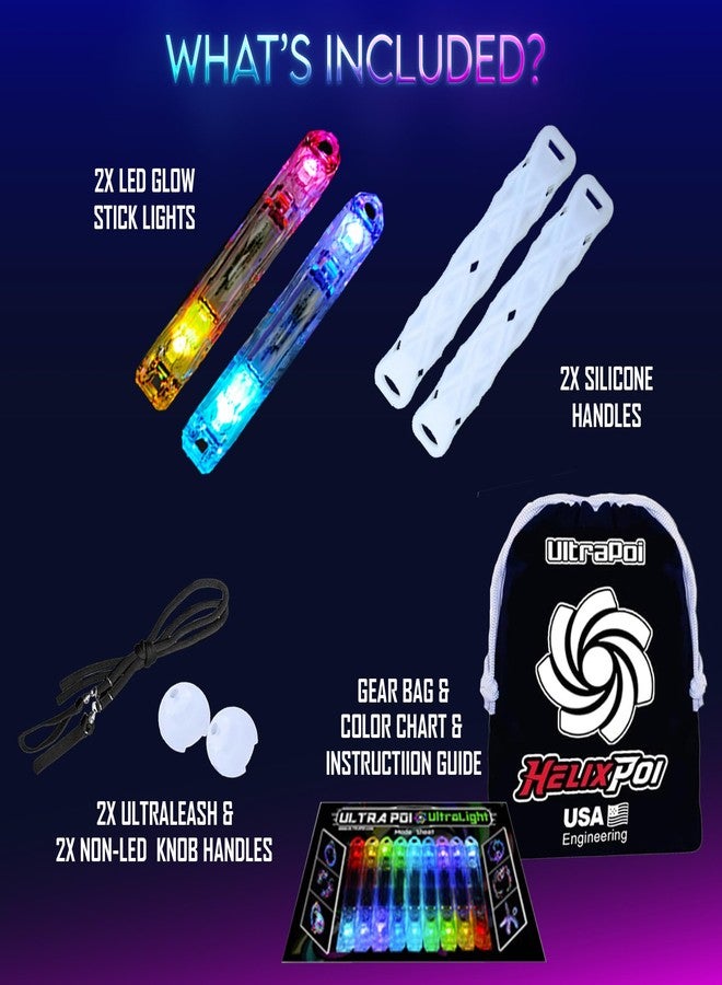 مجموعة UltraPoi HelixPoi بمقابض غير مضيئة بتقنية LED - أكثر من 70 وضعًا لونيًا - عصي إضاءة LED Poi مع حافظات متينة ناعمة وأربطة قابلة للتعديل - مثالية لعروض الفنون الحركية في المهرجانات الموسيقية والحفلات الصاخبة - Image 4
